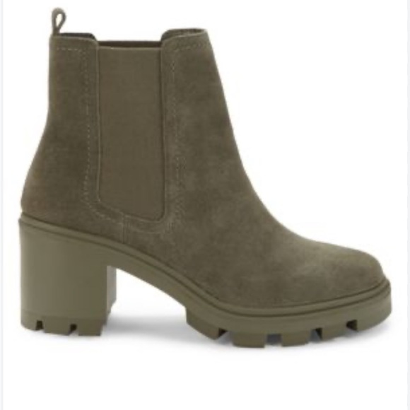 NWT Splendid Melisa Block Heel Suede Chelsea Boots Olive 8 - Picture 1 of 8